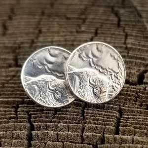 Silver Yellowstone National Park Coin Earrings